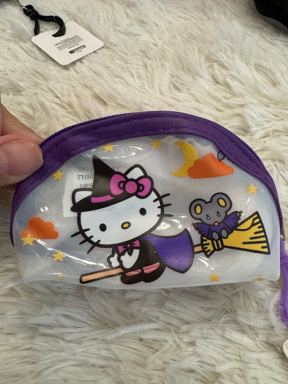Hello Kitty Halloween Witch coin Pouch witch costume with mouse on a broomstick